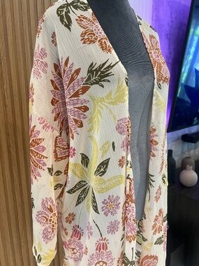 Sonoma Floral Sheer Kimono Cover Up Boho Resort Coastal Chic Duster